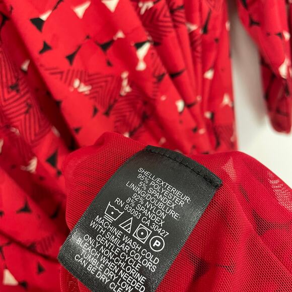 NIC + ZOE Red Multicolor Stony Path Draped Printed Elbow Sleeve Dress Womens XL - Picture 7 of 7